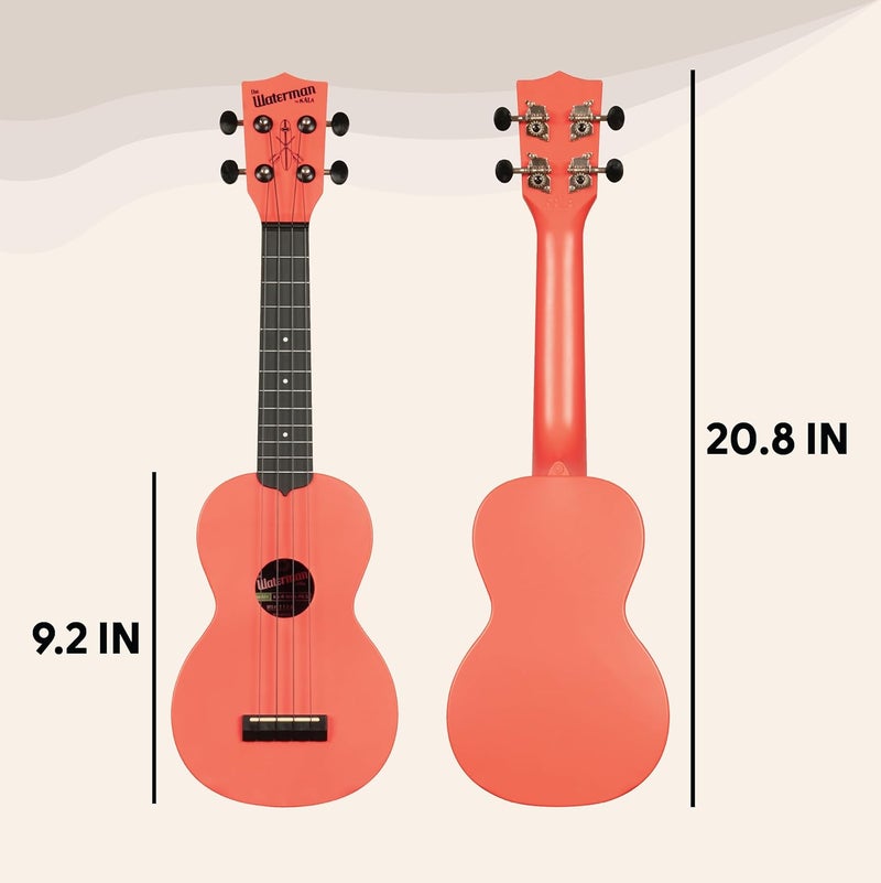 Kala Recycled Soprano Waterman Ukulele Durable, Travel-Ready Instrument - Pink Dusk - Image 3